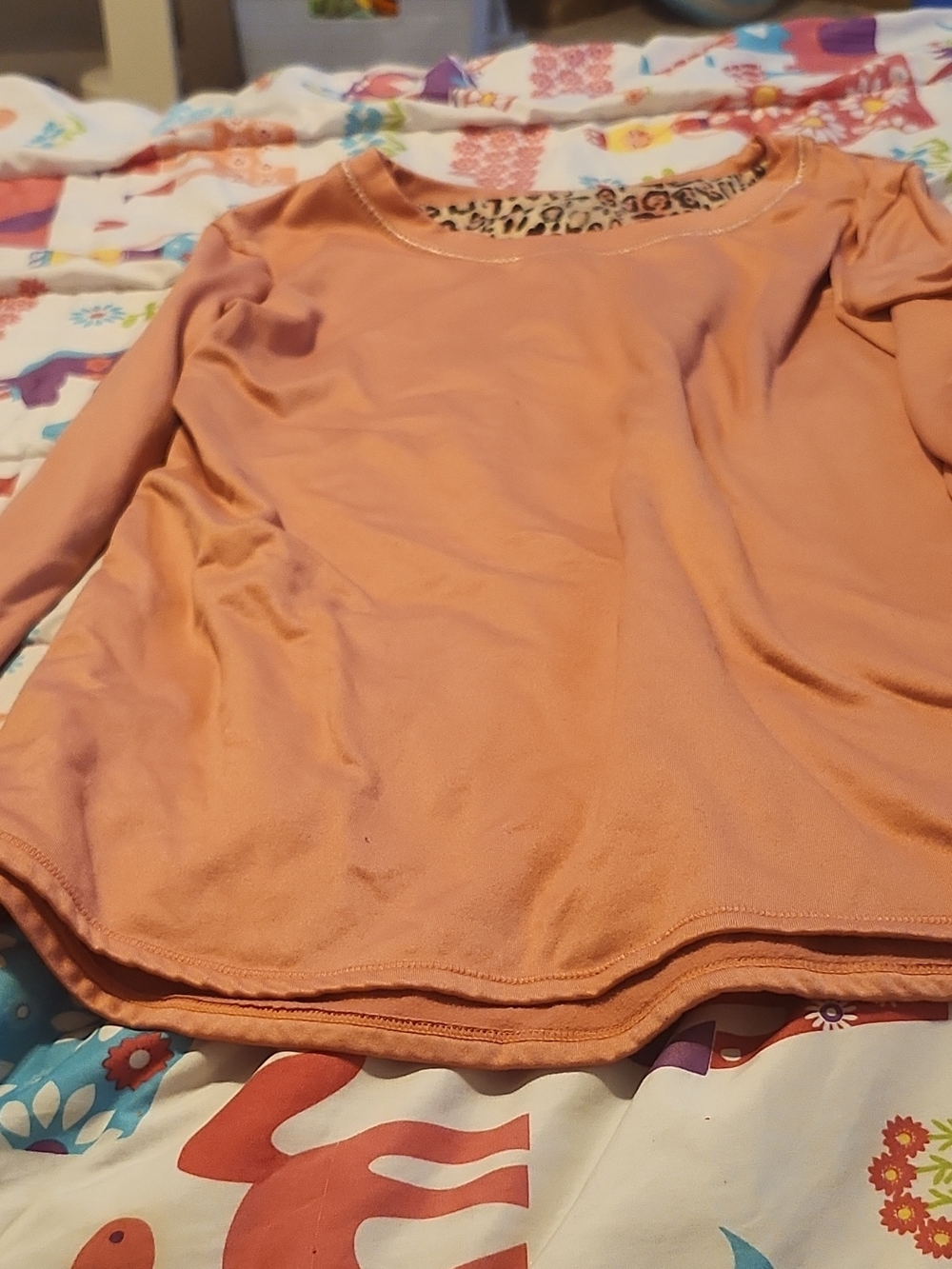 Women’s Long Sleeve Scoop Neck Top in Dusty Peach